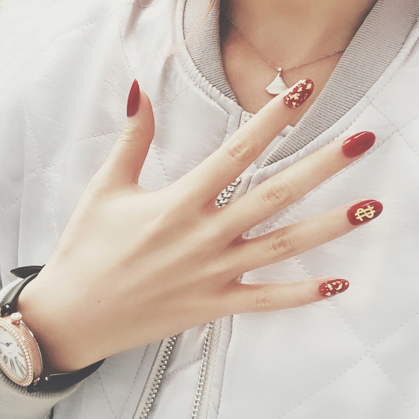 Fashion nail Finished Nail Beauty Internet Celebrity Wear Armor Coin Dollar Gold Foil Fake Nails Nail Stickers UV Nail L66