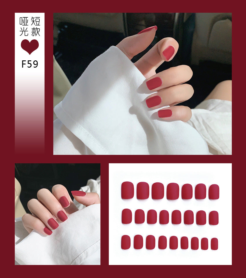 Fashion nail Tina Manicure European and American Short Wear Manicure Frosted and Matte Fake Nail Tip Finished Product Nail Tip Manicure Implement Collection