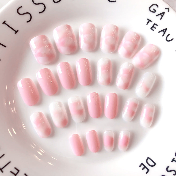 Fashion nail Finished Nail Beauty Fake Nails Nail Patch Petals Light Pink round Head Nail Stickers UV Nail L46
