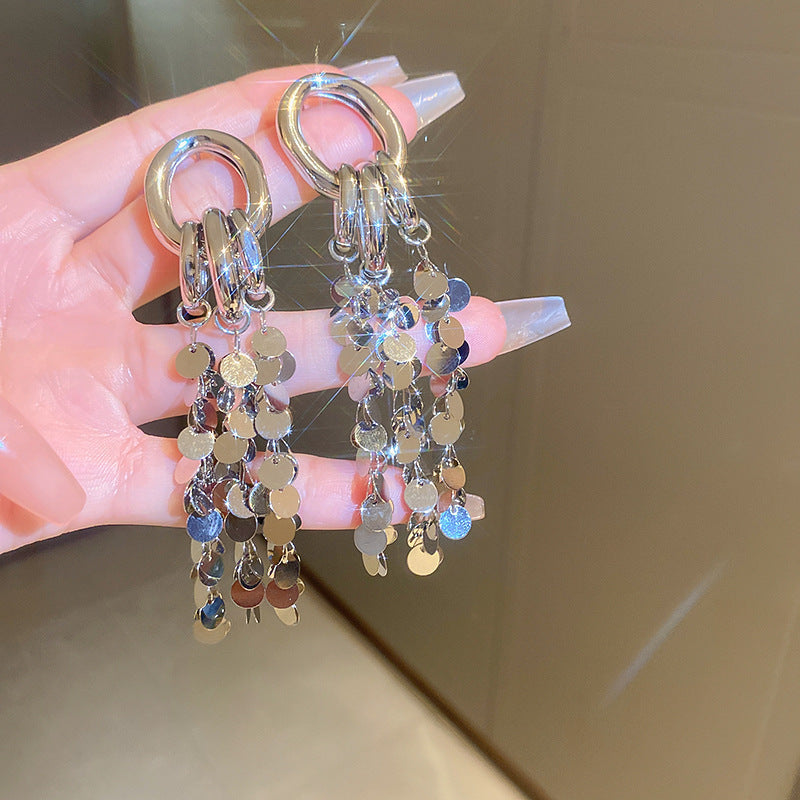 925银针金属流苏耳环欧美时尚设计感耳钉耳坠个性简约耳饰批发女