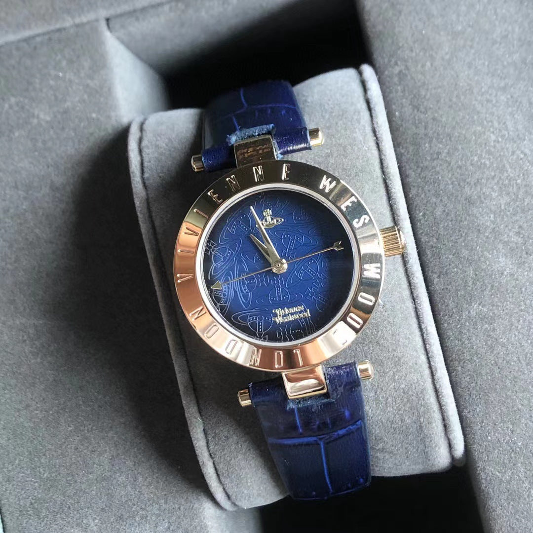 Fashion women's watchOne Piece Dropshipping Weiwei'an Queen Mother Ice Crushing Blue Watch New Dark Plum Purple Women's Watch Pitaya Saturn Small Golden Watch