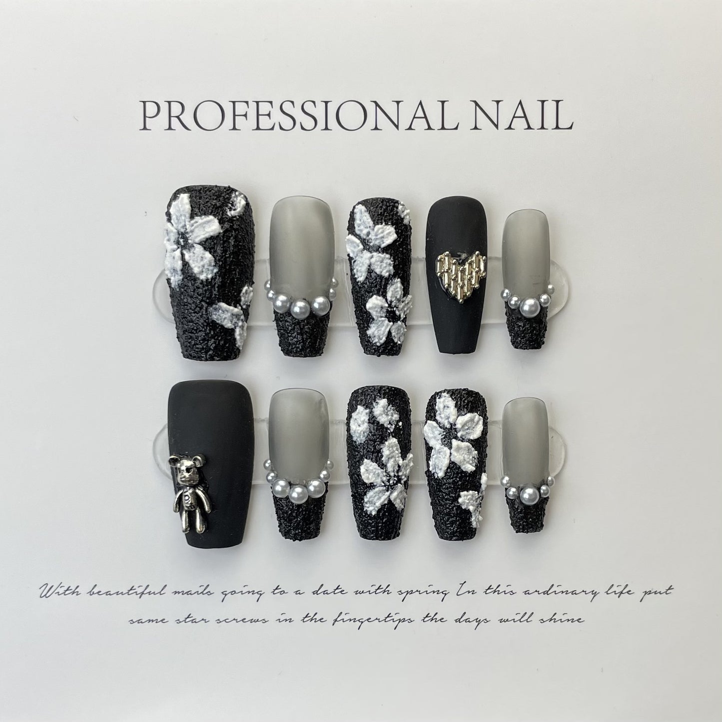 (Manual light therapy) Black Rose Nail (reusable)