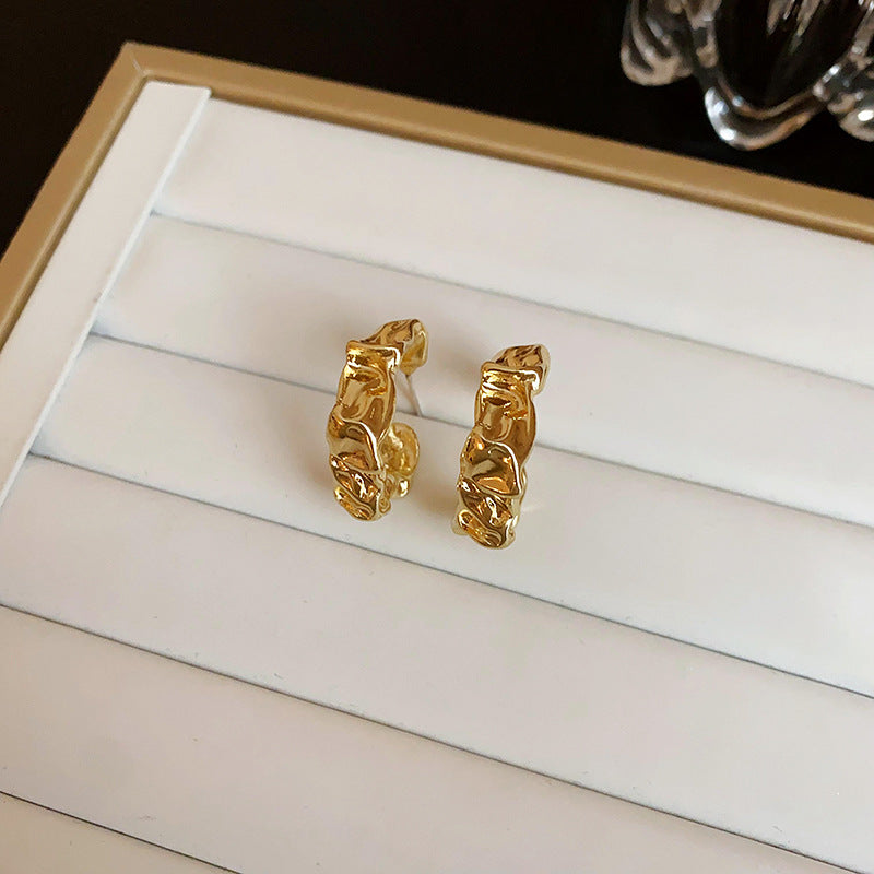 银针金属不规则水滴耳环小众简约设计感耳钉时尚高级感耳饰批发女