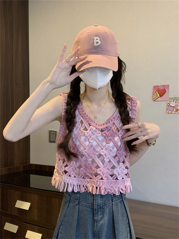 Dopamine tops Free shipping Tattoo Purple suspender vest women's summer outer wear concert wear dopamine bright seaside fringed Thai jazz top