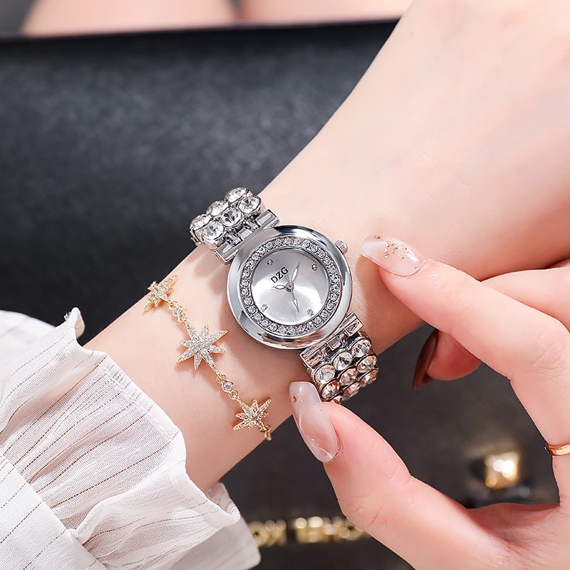 Women's fashion watch rhinestone small dial smooth quartz watch leisure simple temperament watch