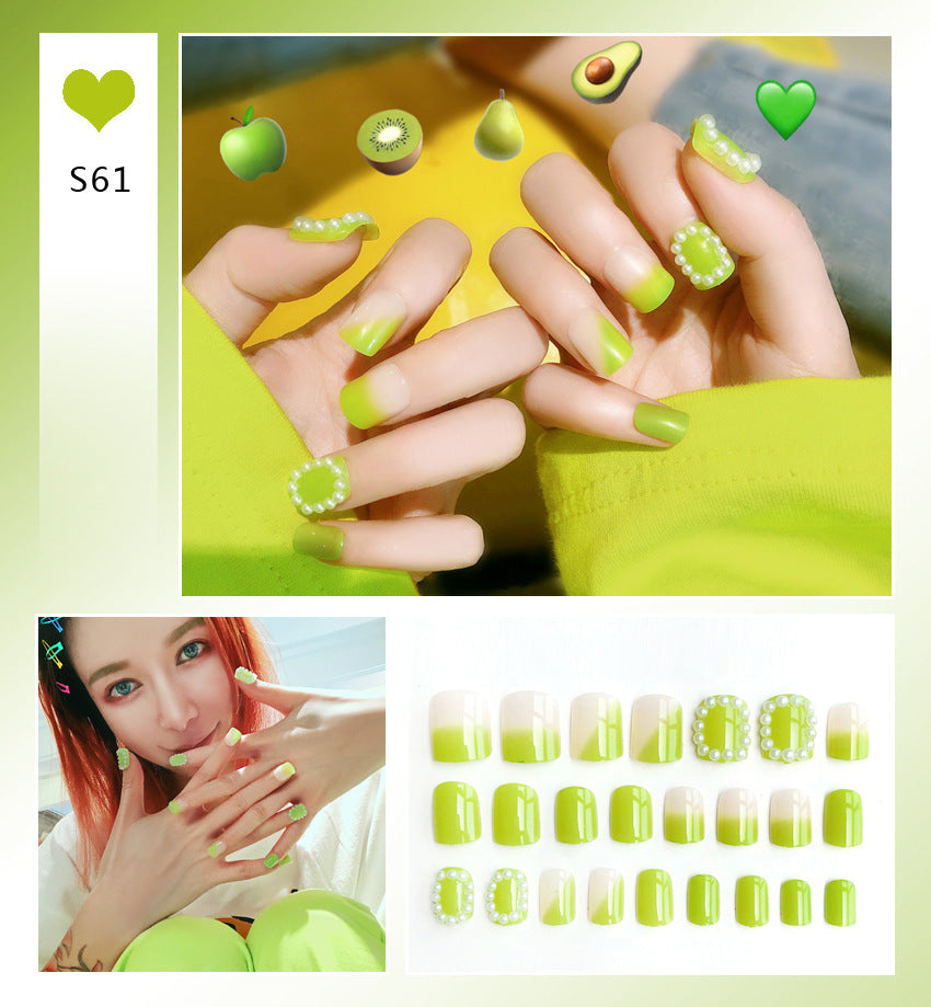 Fashion nail Internet Celebrity Fake Nail Patch Wear Armor Finished Product Nail Tip Nail Stickers Removable Nail Patch Removable Nail Rhinestone-Sticking