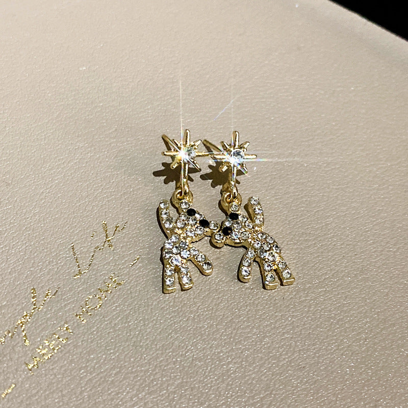 银针镶钻蝴蝶花朵珍珠耳环甜美气质耳钉爆款韩系高级感耳饰批发女