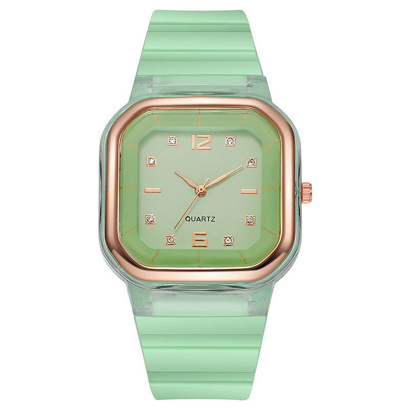 Fashion women's watchSpring and Summer Watch Women's Square Watch Student Children's Watch Silicone Diamond Fashion Wholesale Women's Watch