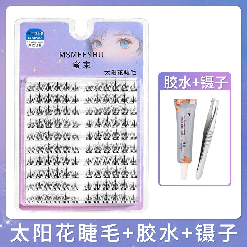 【10排120簇】蜜束懒人太阳花假睫毛自然卷翘女分段式品质新手