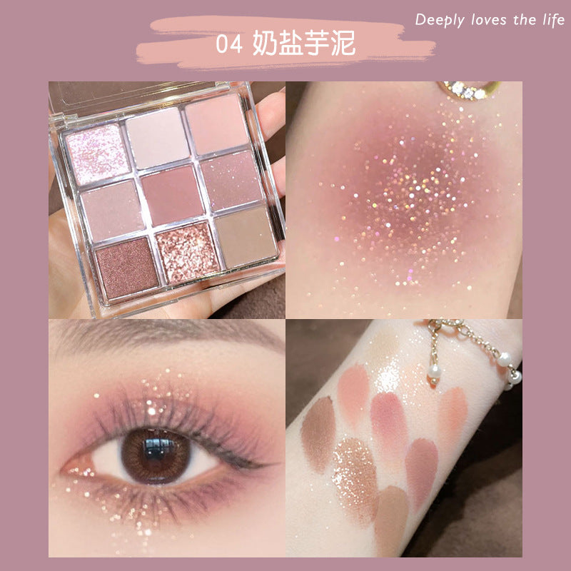 Nine color eyeshadow pearl matte ground color eyeshadow tray daily nude makeup