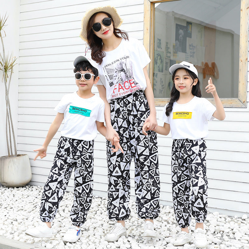 Free shipping Summer women's mosquito pants made of cotton Thin bloomers for boys and girls Family pants Middle and small children Pajama pants
