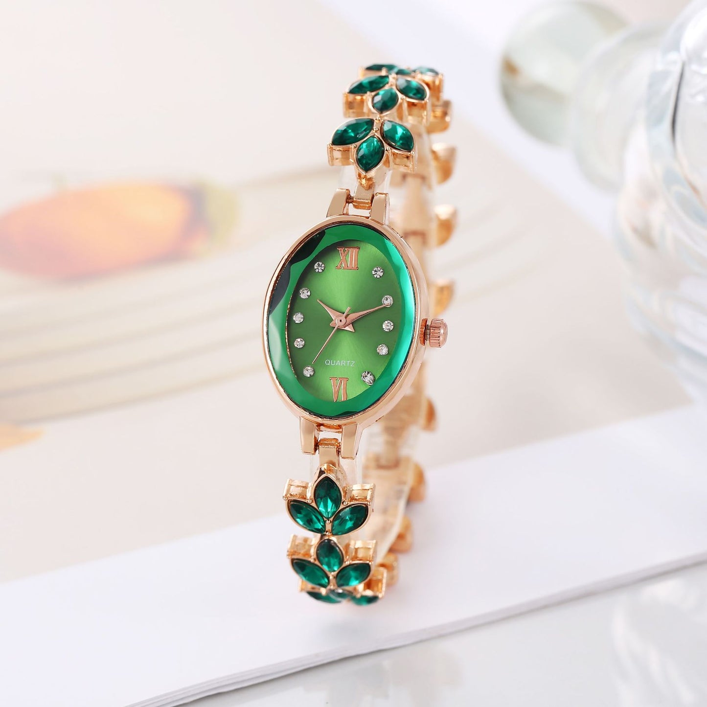 Fashion women's watchIn Stock Direct Supply Wheat Bracelet Watch Popular Violet Petals Light Luxury Jewelry Women's Watch Waterproof Women's Watch