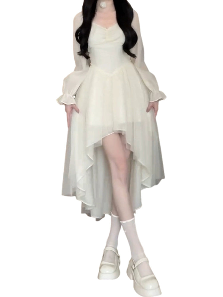 Fashion women's wear Small White Dress Female 2024 New Early Spring Wear Tea Break French Fairy First Love Princess Long Dress