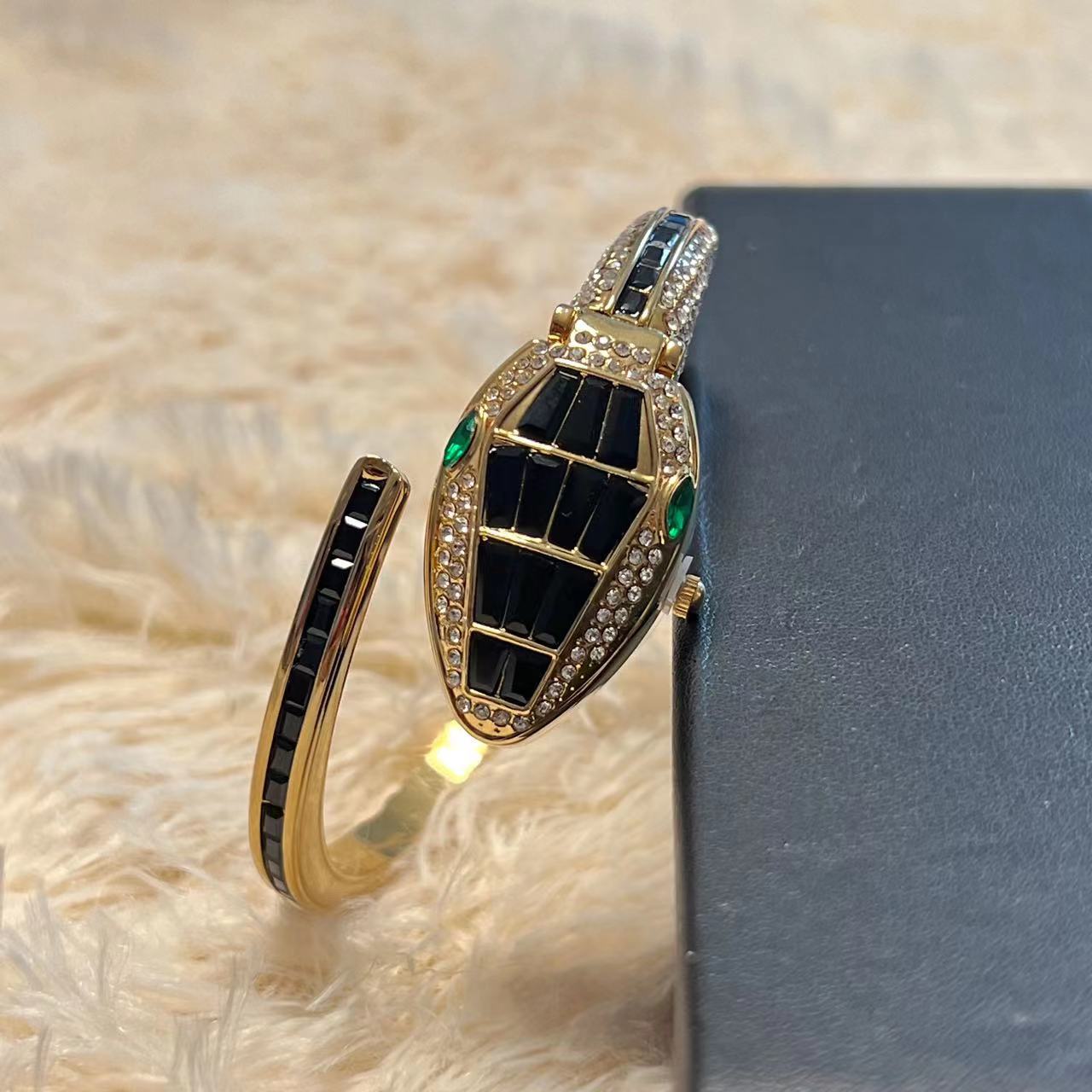 Fashion women's watch2023 New Product Best-Selling Diamond Snake Bangle Watch Snake Bracelet Quartz Open Watch Cross-Border E-Commerce Hot Sale