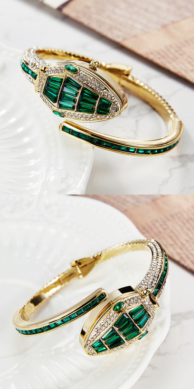 Fashion women's watchLight Luxury Women's Snake-Shaped Bracelet Light Luxury Opening Bracelet Watch Diamond-Embedded Personality Fashion Women's Watch Quartz Watch