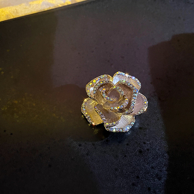 配饰胸针镶钻贝壳纹设计花朵胸针法式复古文艺胸花时尚OL气质礼服配饰品女