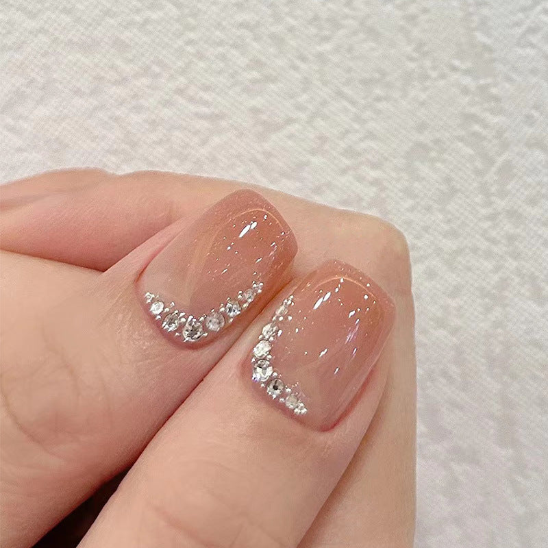 温柔千金穿戴甲钻款指甲贴片裸色美甲片细闪假指甲美甲贴片成品甲