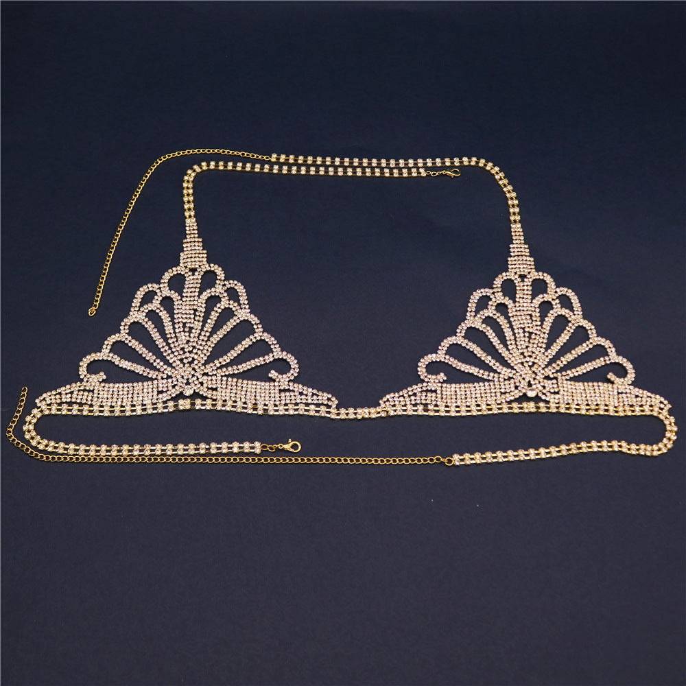 Fashion jewelry European and American new rhinestone body chain light luxury style set floral sexy sparkling diamond nightclub clothing body chain