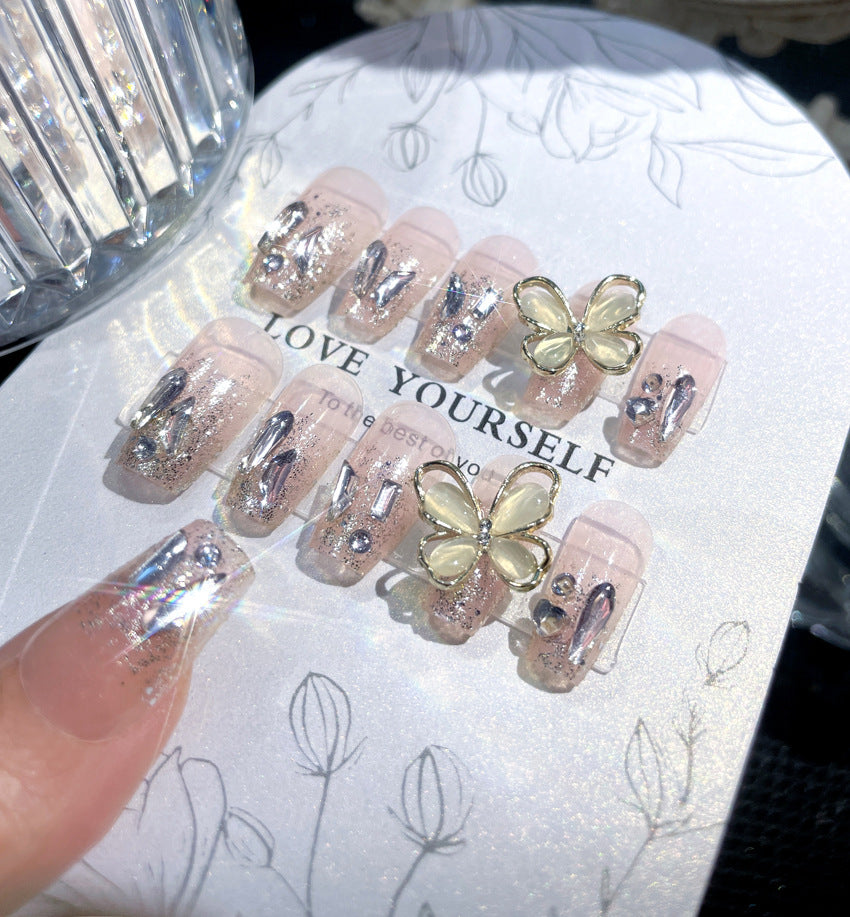 Fashion nail New Manicure Wear Nail Advanced Pure Desire Wind Rhinestone Nail Patch Wear Nail Butterfly Nail Stickers Wholesale A40