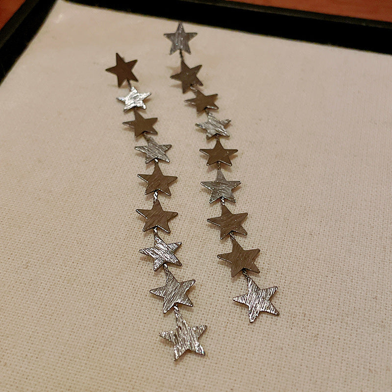 银针金属星星流苏耳环欧美时尚气质耳钉小众百搭高级感耳饰批发女