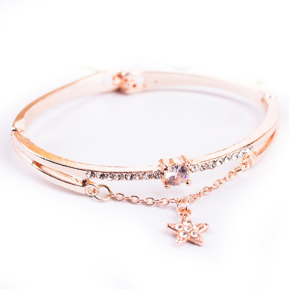 Fashion women's watchForeign Trade Popular Style Silver Pink Rhinestone Face Women's Watch Frosted Leather Watch Strap Women's Casual Trend Two-Piece Set Wrist Watch