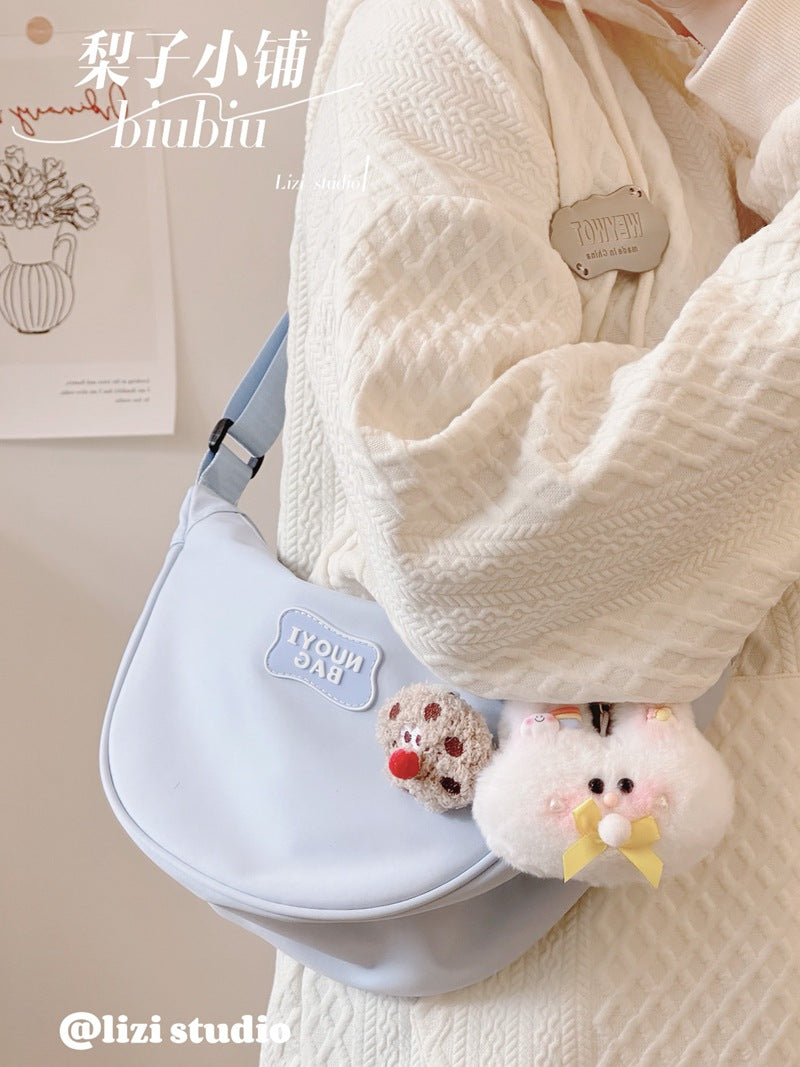 Dopamine Bag Free shipping Tattoo Crescent bag Crossbody bag Women's dopamine niche design Nylon cloth dumpling bag Wide shoulder strap Casual shoulder bag