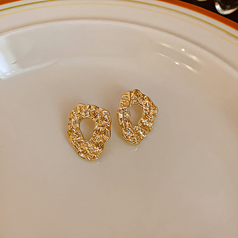银针金属水滴不规则耳环欧美夸张冷淡风耳钉简约高级感耳饰批发女