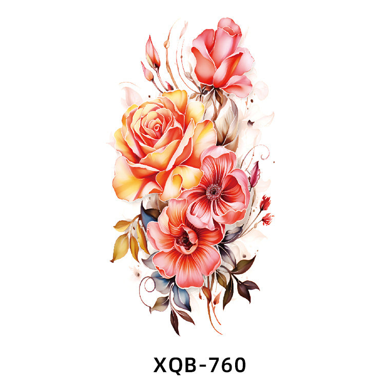 Free shipping Tattoo In Stock Wholesale Small Full Arm Tattoo Sticker Waterproof Sweatproof Tiger Animal Flower Men and Women Black and White, Colored Tattoo Sticker Paper