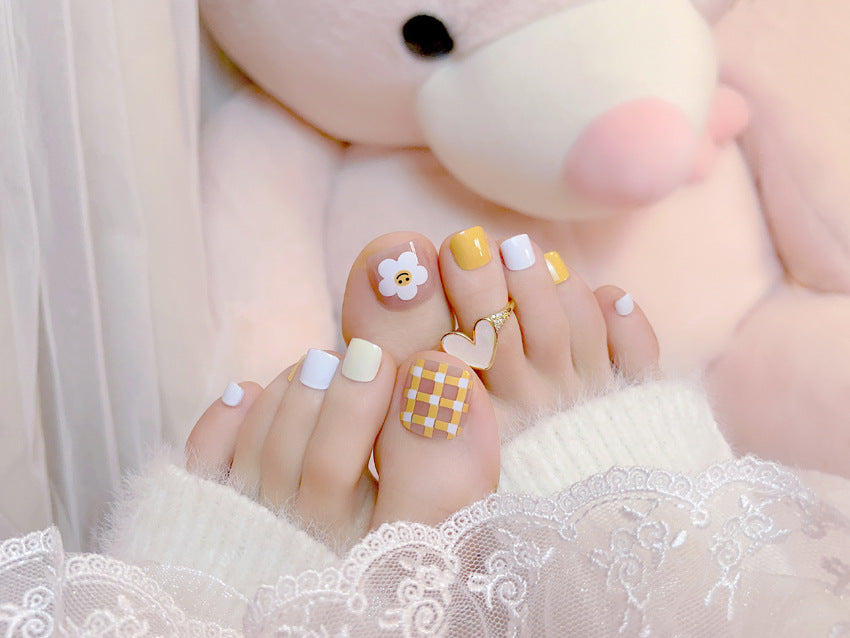 Fashion nail New Fresh Manicure Wear Nail Ins Cute Flower Nail Patch Toenail Toenail Manicure J7