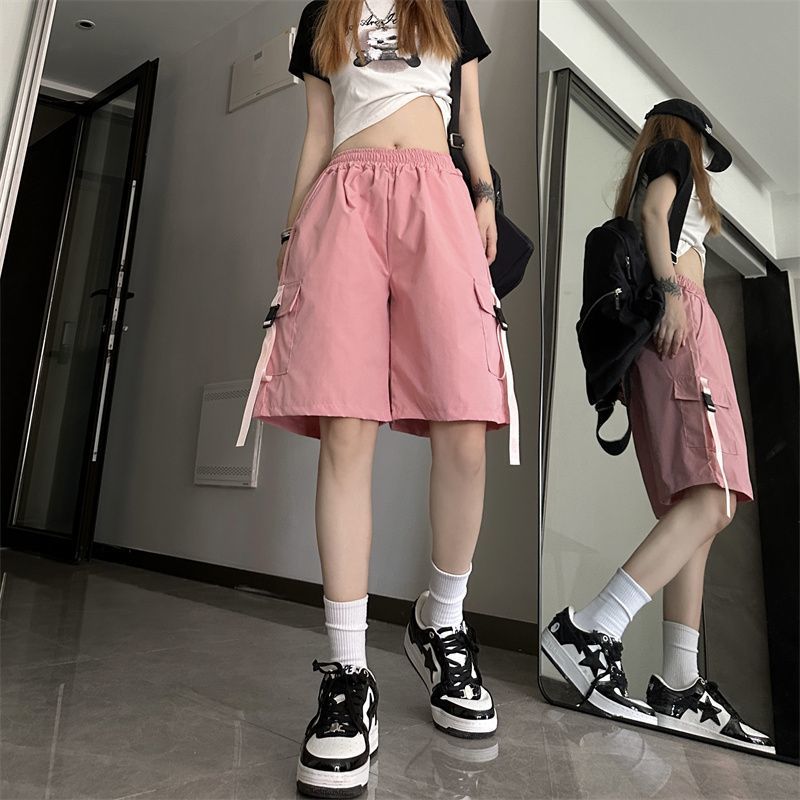 Dopamine pants Free shipping Tattoo Dopamine quick-drying tooling shorts for men and women, summer thin loose sports style super cool fried street casual wide-leg shorts