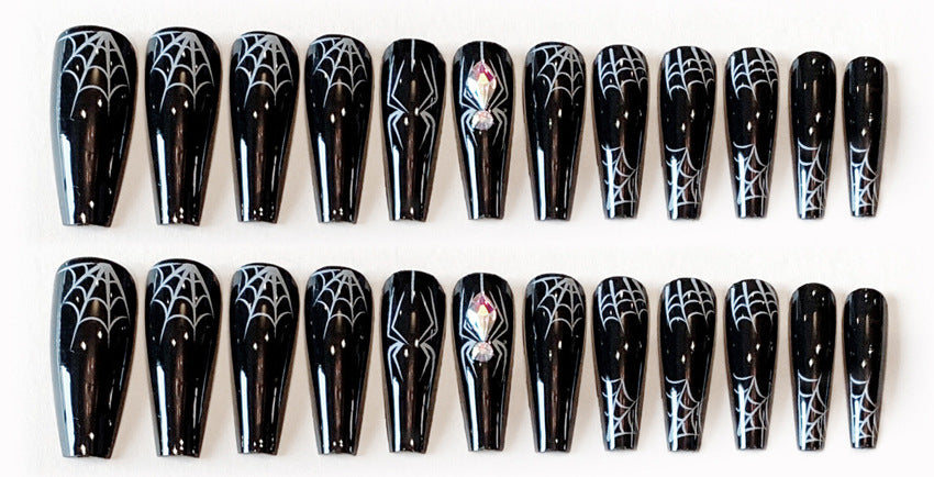 Fashion nail Dark Spider Halloween Wear Nail Sweet Cool Nail Piece Fake Nail Patch Wear Nail Finished Product Wholesale B67