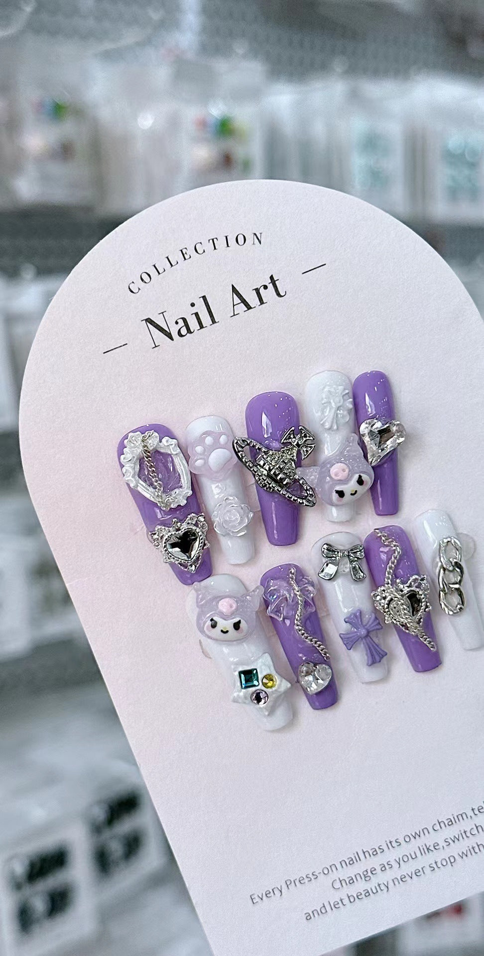 Fake Nails Nail Stickers Dream Purple Princess Style Clow M Hot Girl Wear Armor Handmade Can Be Repeatedly Made