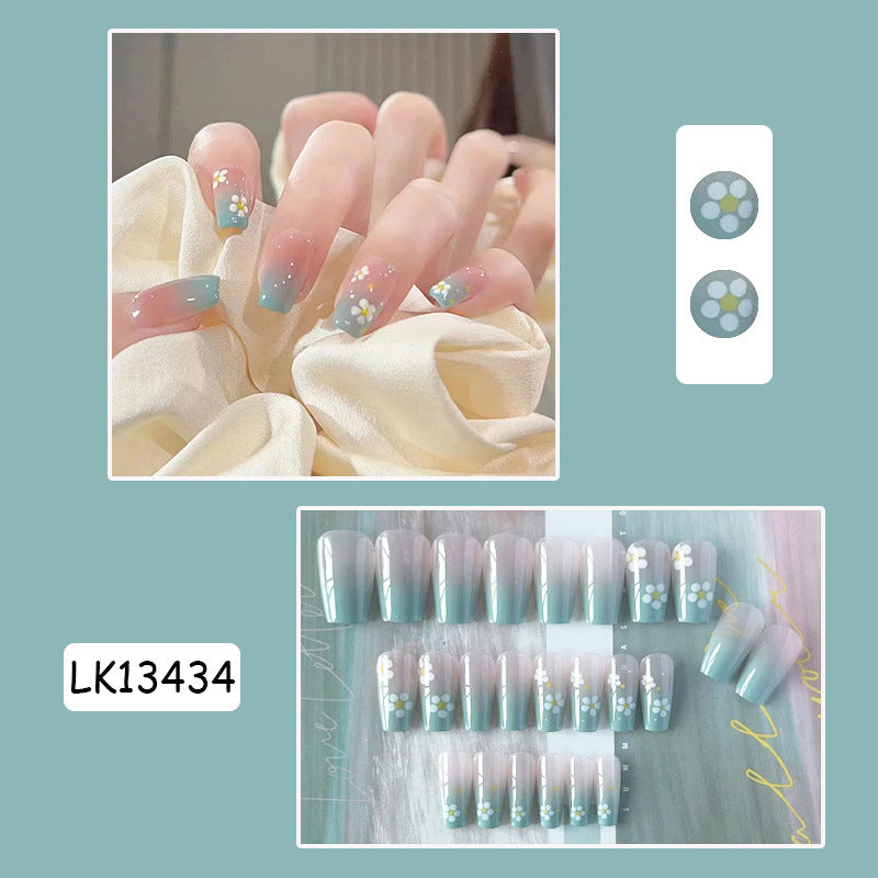 海盐黄花穿戴甲可爱指甲贴片渐变美甲片新款假指甲美甲贴片成品甲