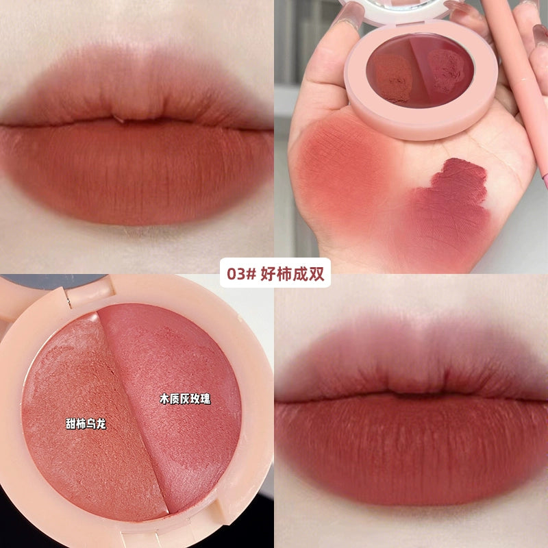 【带唇刷】双色口红唇泥丝绒哑光雾面口红持久防水不易脱色滋润唇釉