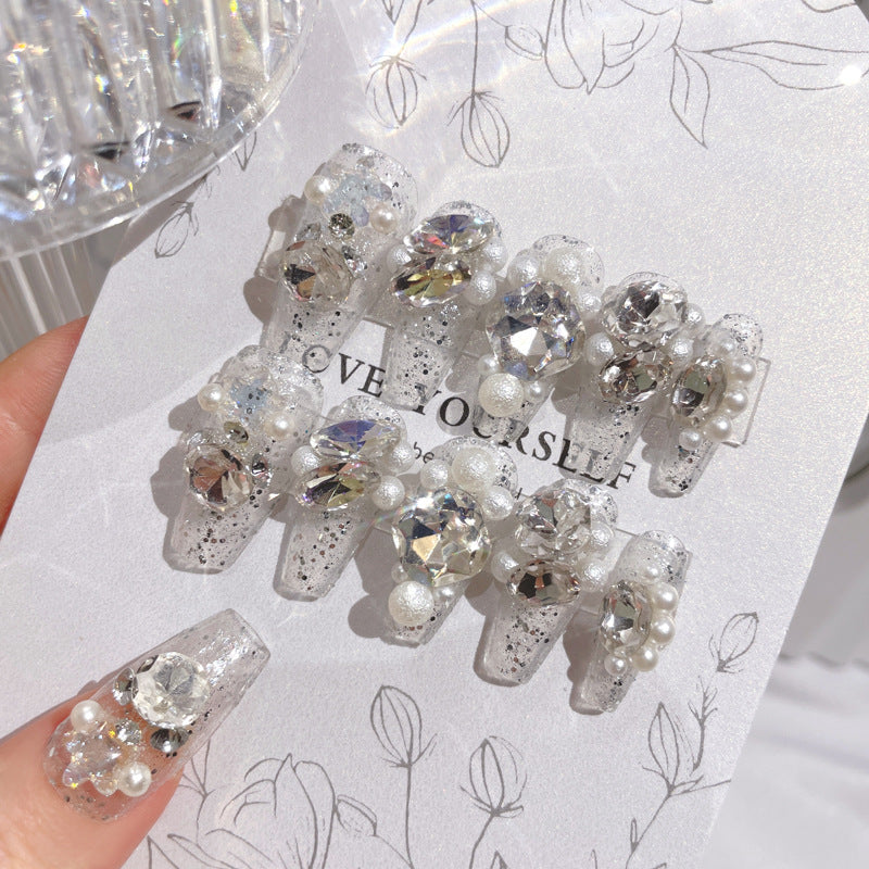 Fashion nail Internet Celebrity Rhinestone Manicure Wear Nail Ins Advanced Pure Desire Wind Nail Patch Wear Nail Diamond Nail Stickers U5