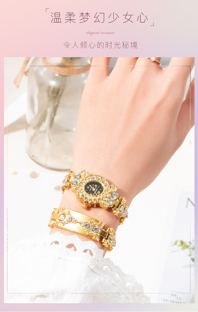 Fashion women's watch Fashion Trend Diamond Women's Watch European and American Popular Fashion Watch Gold Bracelet Rhinestone Quartz Wrist Watch 2260