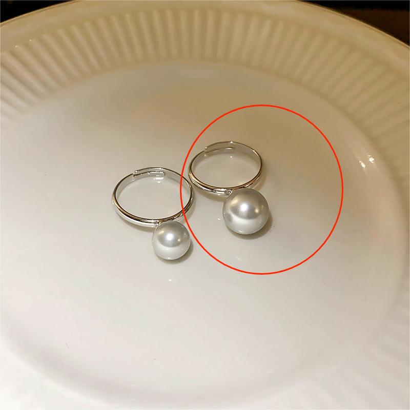 素圈珍珠戒指小众简约设计感食指戒2023新款百搭高级感耳饰批发女