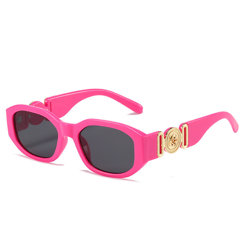 Women's fashion glasses 2024新款小方框太阳镜 欧美潮流人头同款多边形眼镜 个性花纹墨镜
