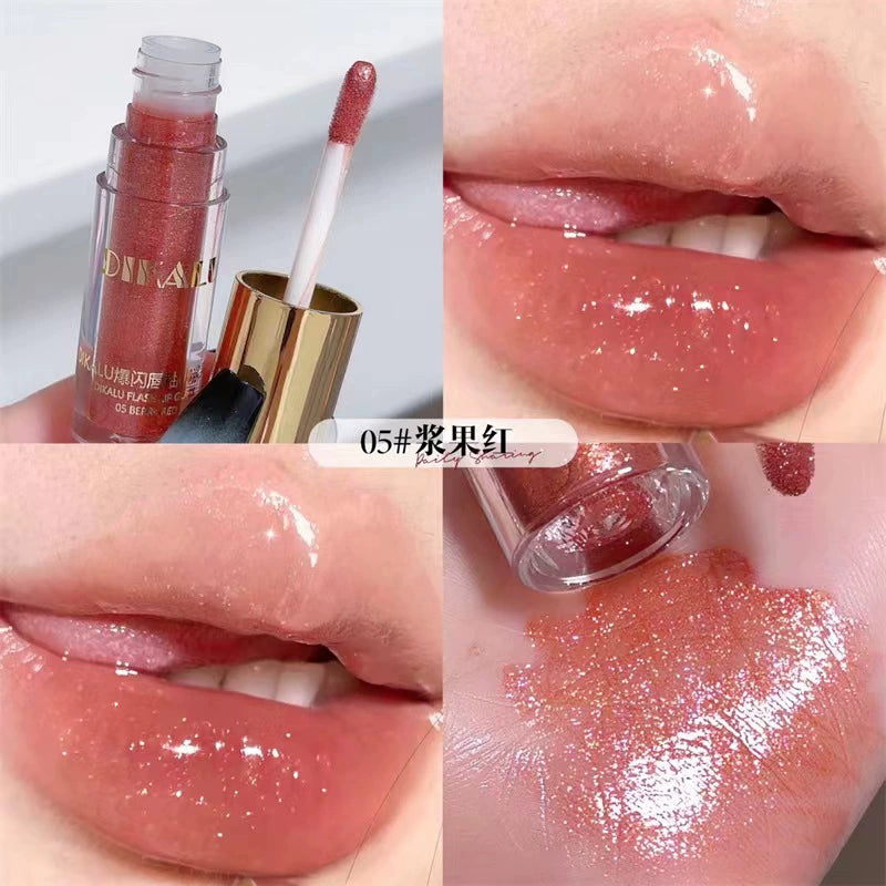 爆闪口红唇釉 持久不掉色 珠光唇蜜保湿滋润细闪女