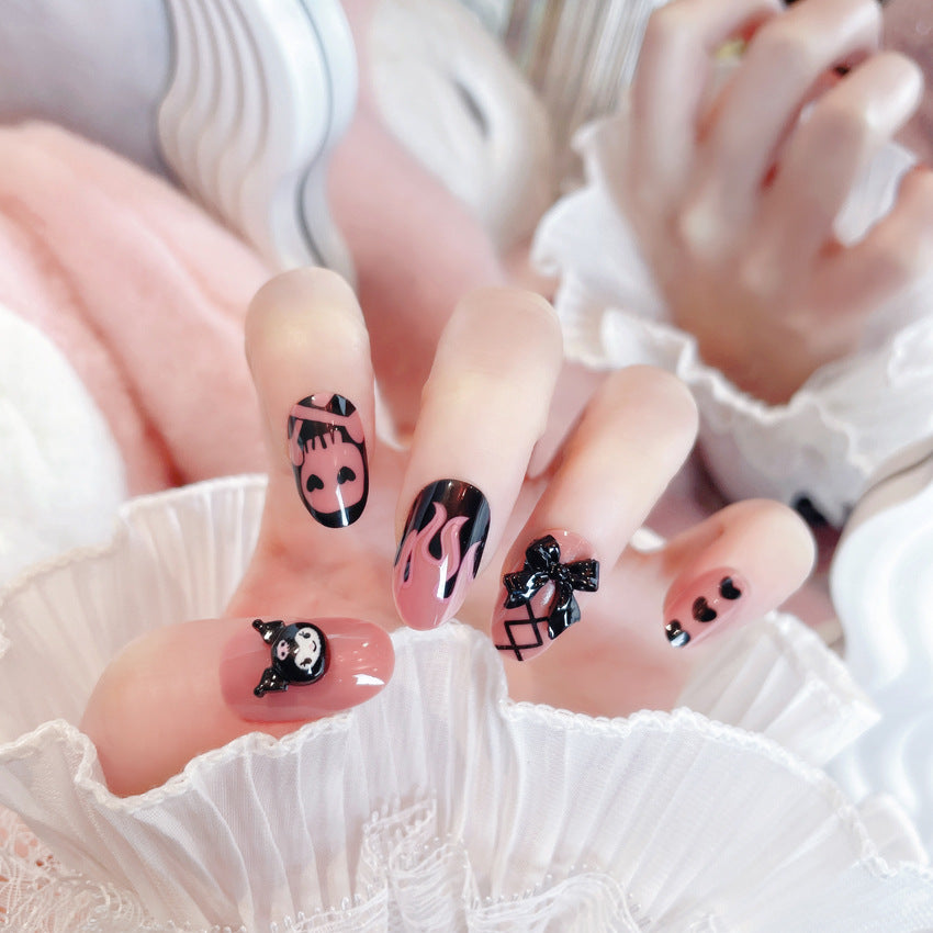 Fashion nail New Cute Doll Short Skull Finished Nail Beauty Wearable Fake Nails Nail Tip Removal Wearing Armor Wholesale A61