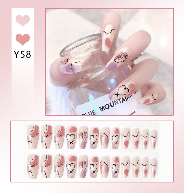 Fashion nail Online Influencer Pop Fake Nails Wear Armor Finished Product Nail Tip Nail Stickers Removable Nail Patch Anti-24 Pieces
