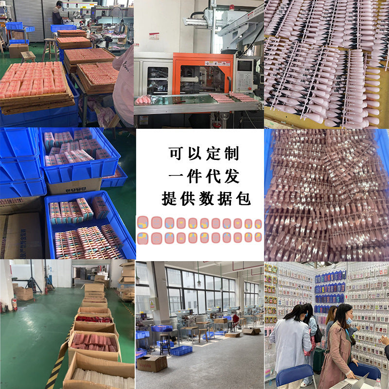 Press on nails渐变点钻芭蕾甲穿戴甲欧美长款美甲甲片穿戴甲批发