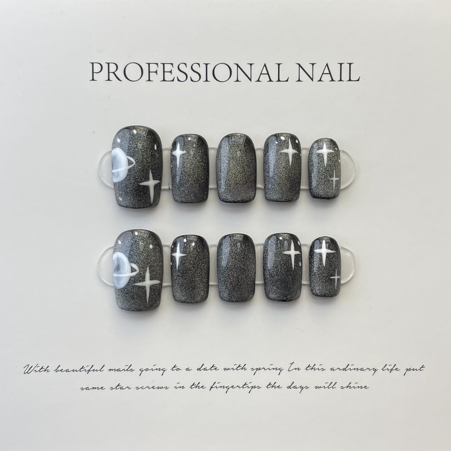 (reusable nail)初秋纯手工高级款钻球碎钻爆闪网红穿戴甲蝴蝶宝盒高品轻奢美甲