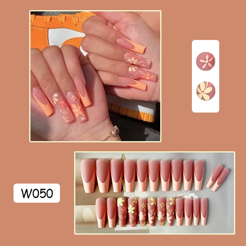 花花法式穿戴甲蝴蝶nails 跨境美甲片外贸假指甲长甲美甲贴片高级