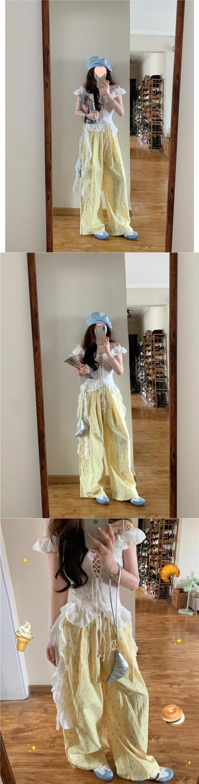 Free shipping Large size dopamine color polka dot casual trousers women's summer high waist loose and thin walking trousers wide leg trousers tide pants