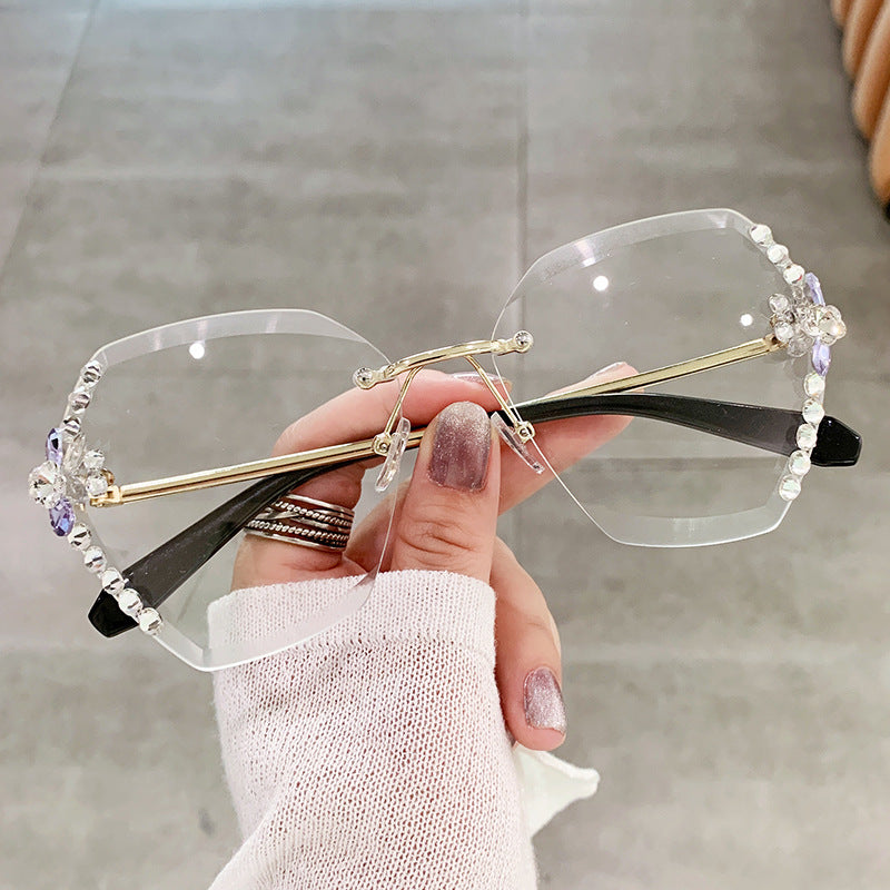 Women's fashion glasses 跨境2022新款镶钻太阳镜女高级感ins时尚墨镜眼镜个性街拍遮阳镜