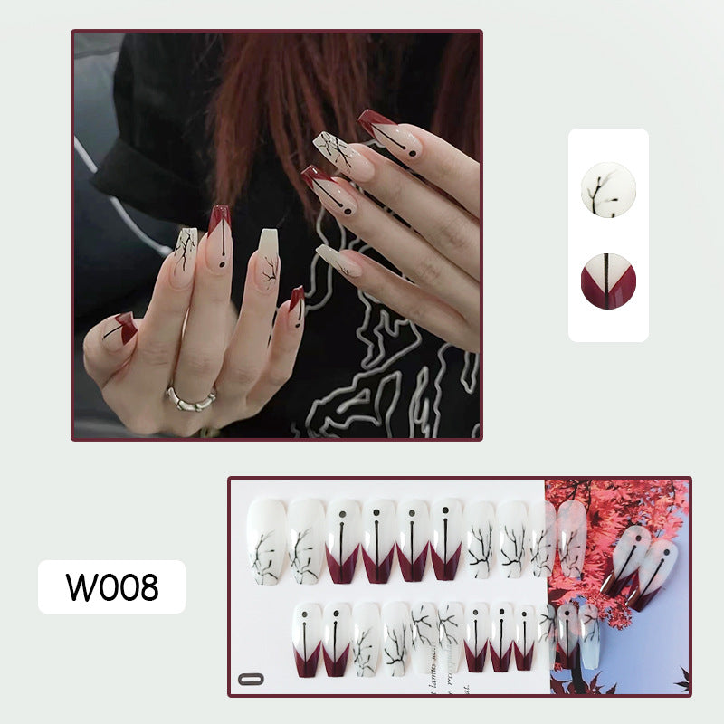 个性裂缝穿戴甲轻中式指甲贴片批发美甲贴片冰透假指甲外贸 nails