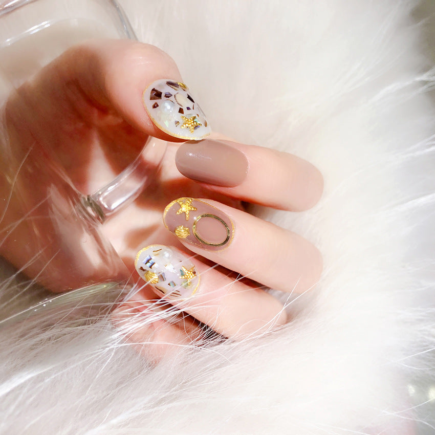 Fashion  nail Finished Nail Beauty Internet Celebrity Same Wear Armor Shell Fake Nails Sequins Nail Stickers UV Nail L65