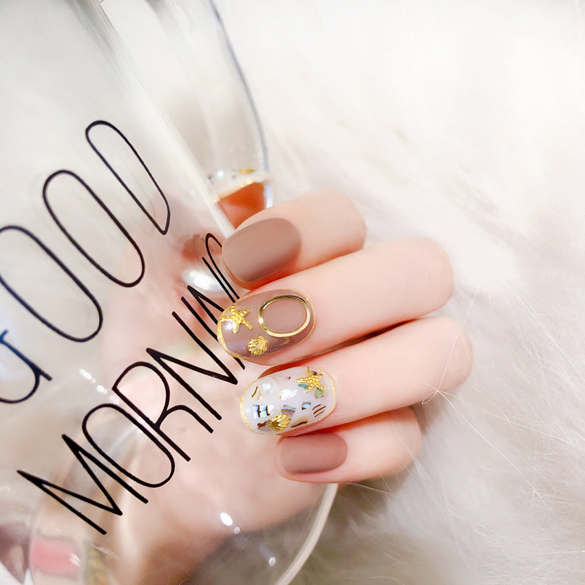 Fashion  nail Finished Nail Beauty Internet Celebrity Same Wear Armor Shell Fake Nails Sequins Nail Stickers UV Nail L65