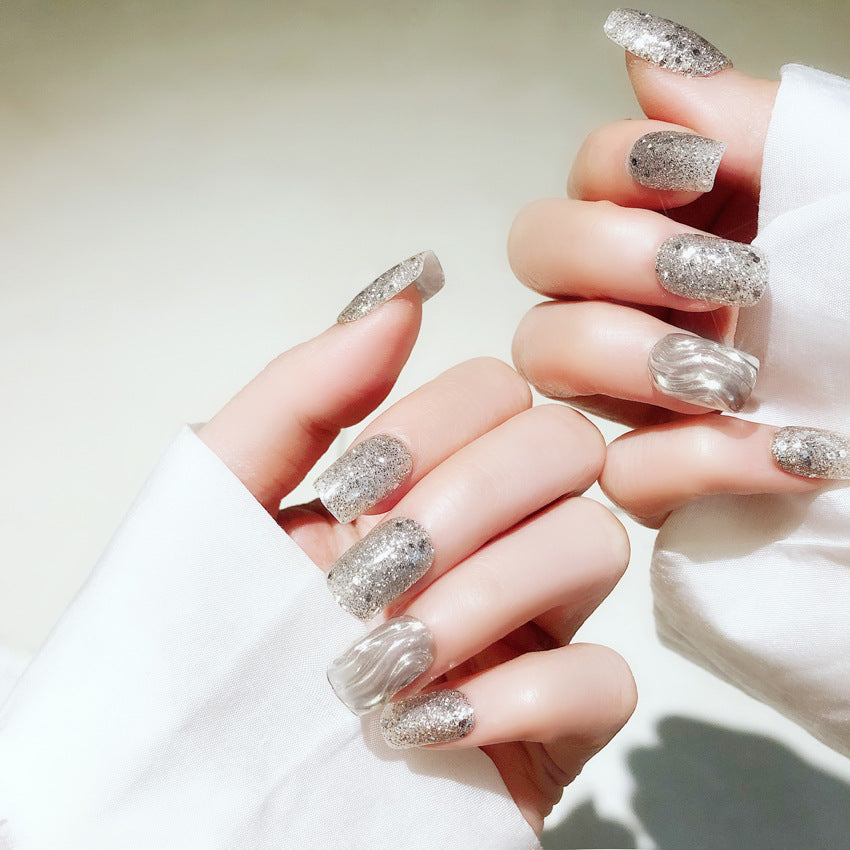 Fashion  nail Tina Finished Nail Beauty Internet Celebrity Same Wave Nail Finished Sequins Water Ripple Nail Stickers UV Nail L68